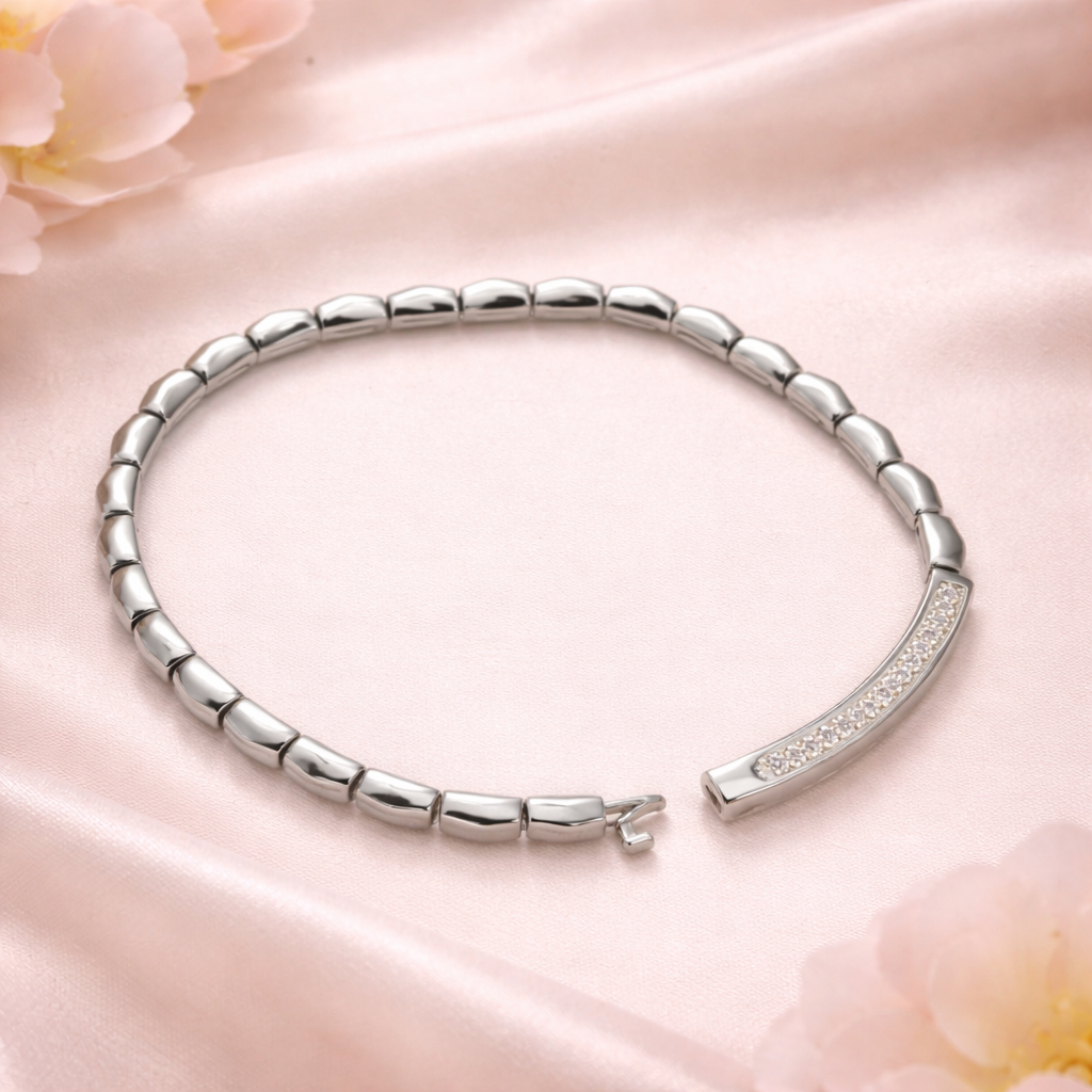 Pavé Bar Silver Link Bracelet