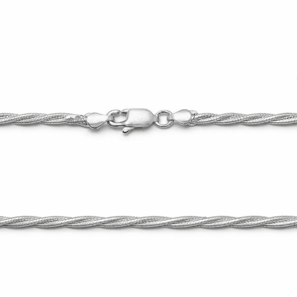 Men's Braided Silver Chain Necklace