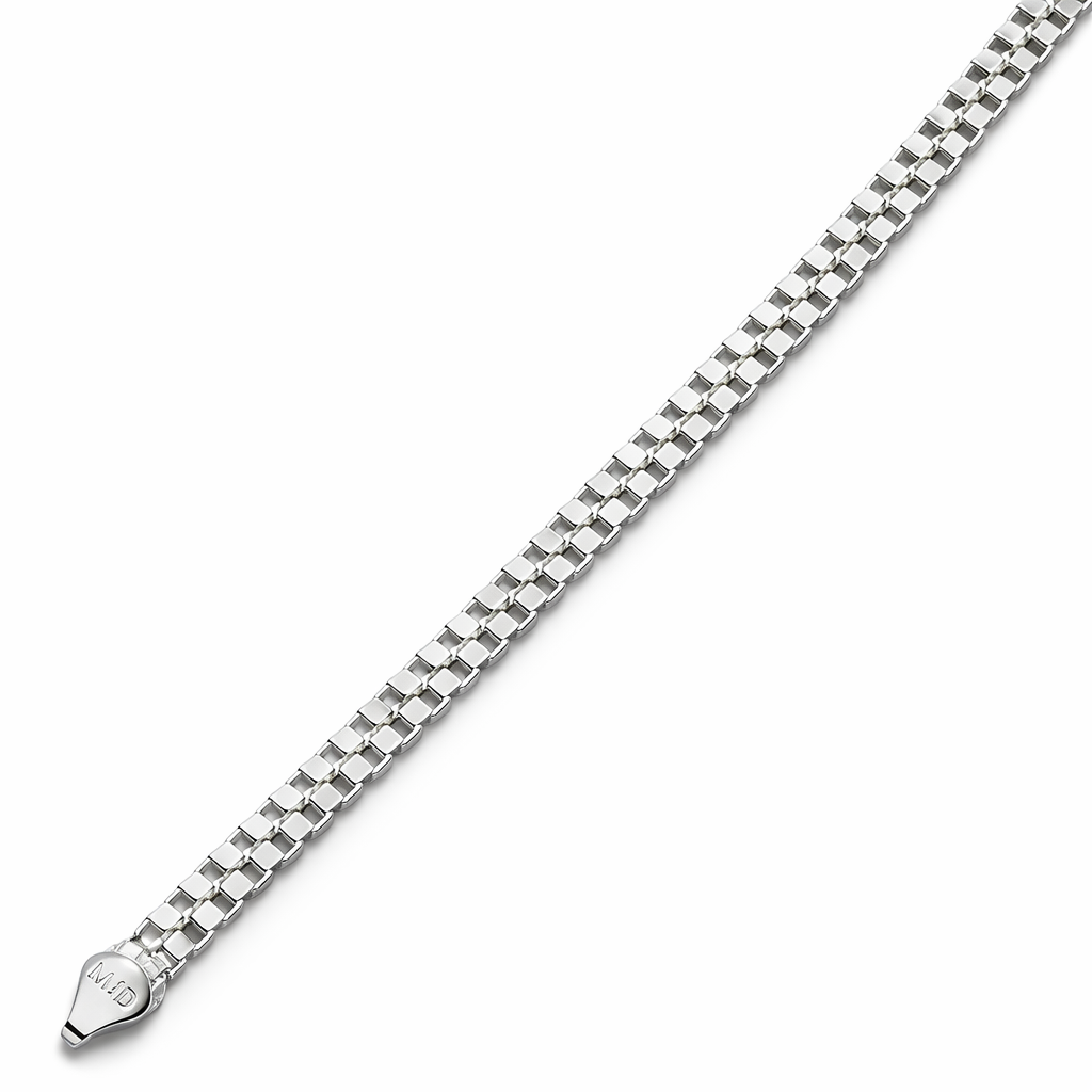 Men's Silver Double Box Link Bracelet