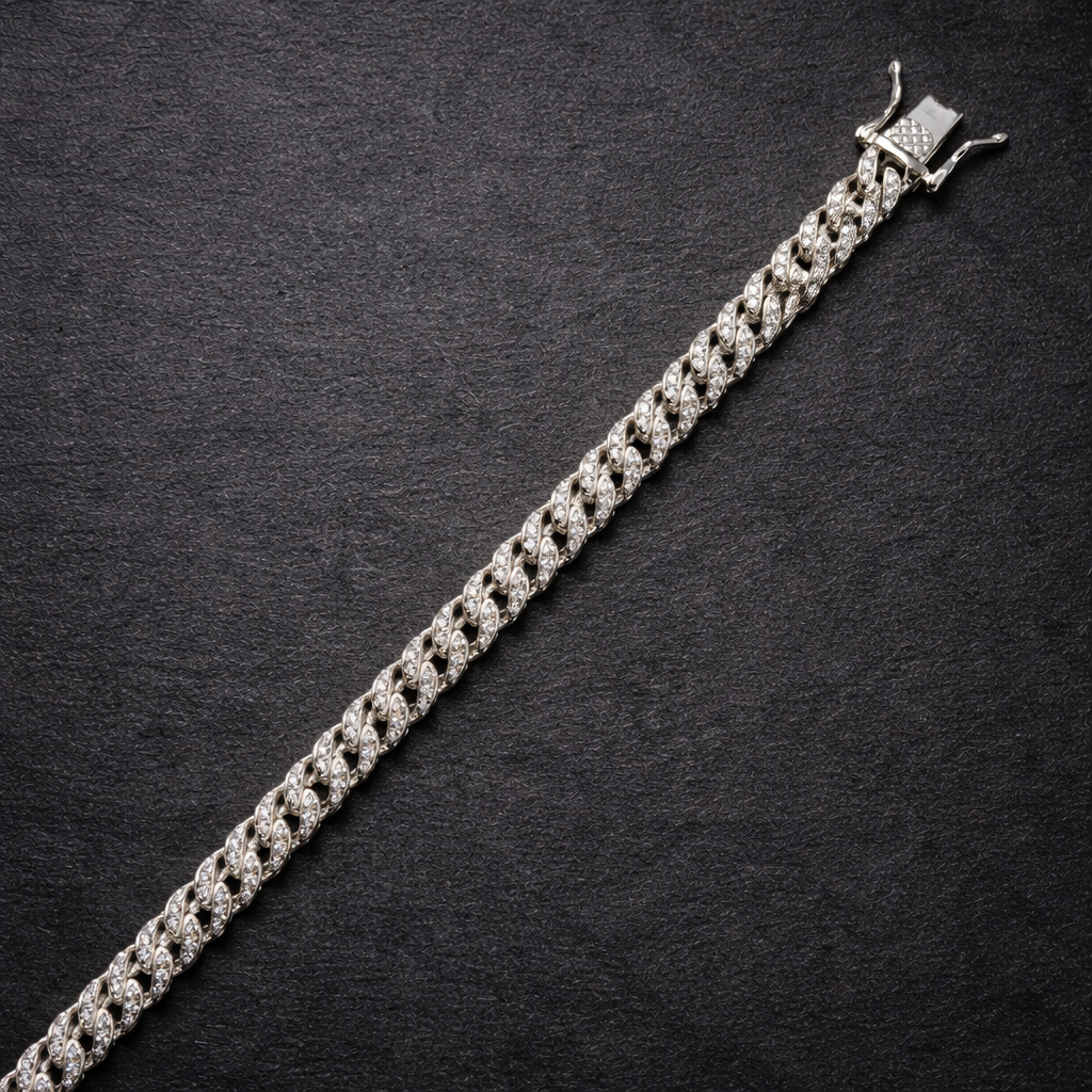 Men's Silver Iced Out Cuban Link Bracelet