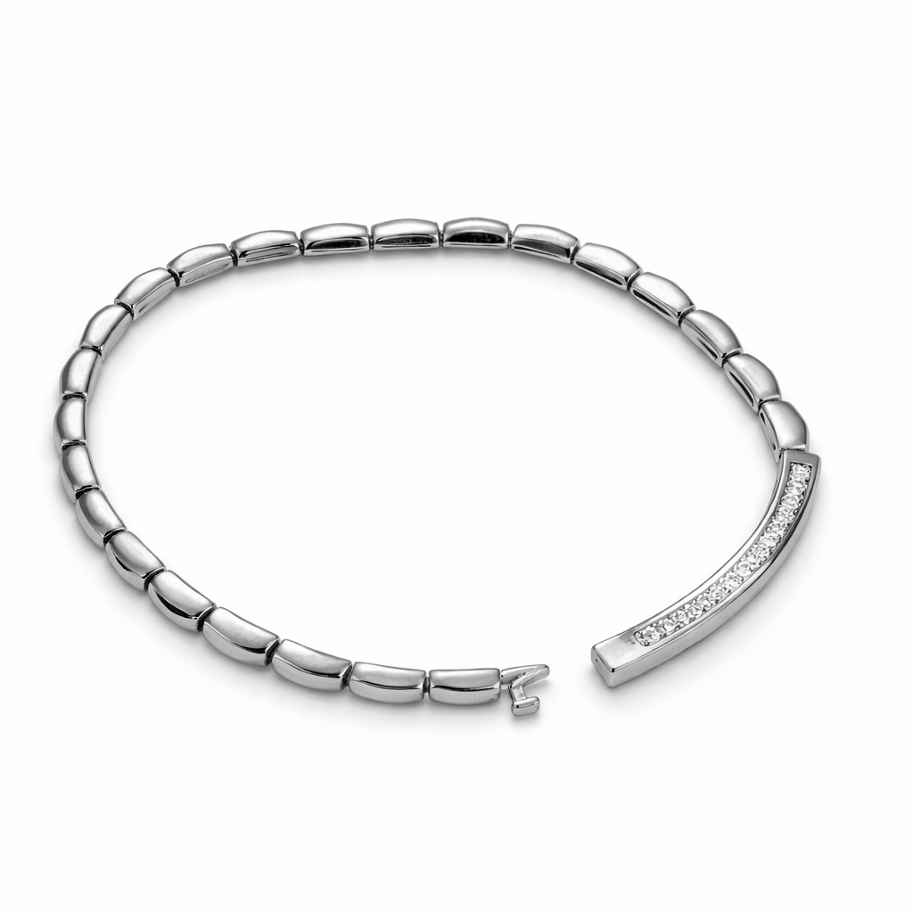 Pavé Bar Silver Link Bracelet