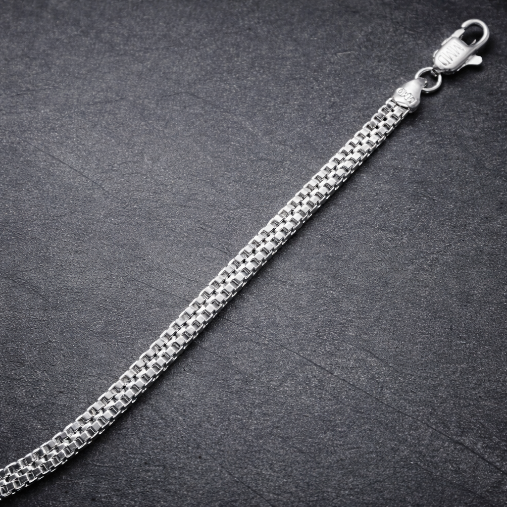 Men's Silver Double Box Link Bracelet