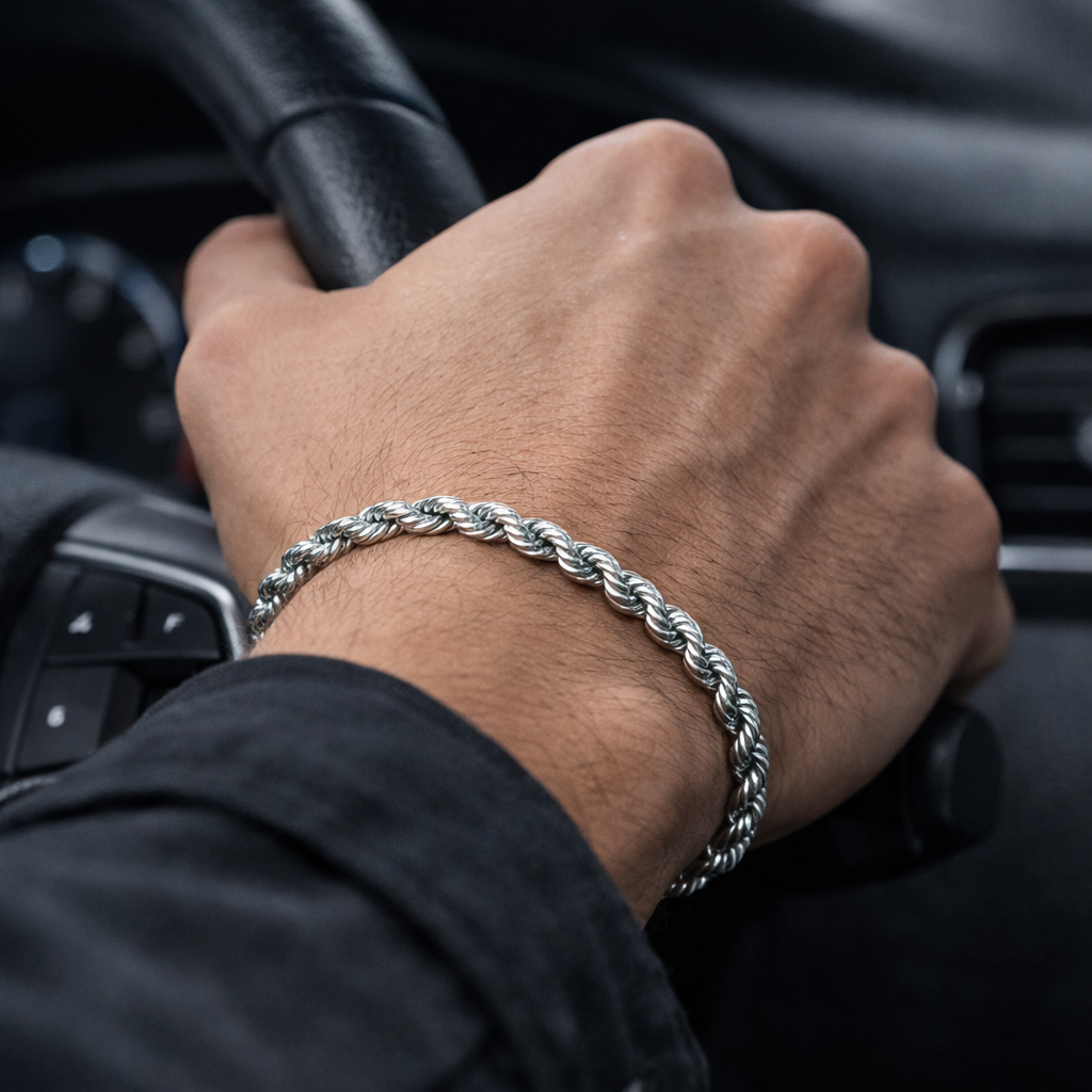 Silver Rope Chain Bracelet