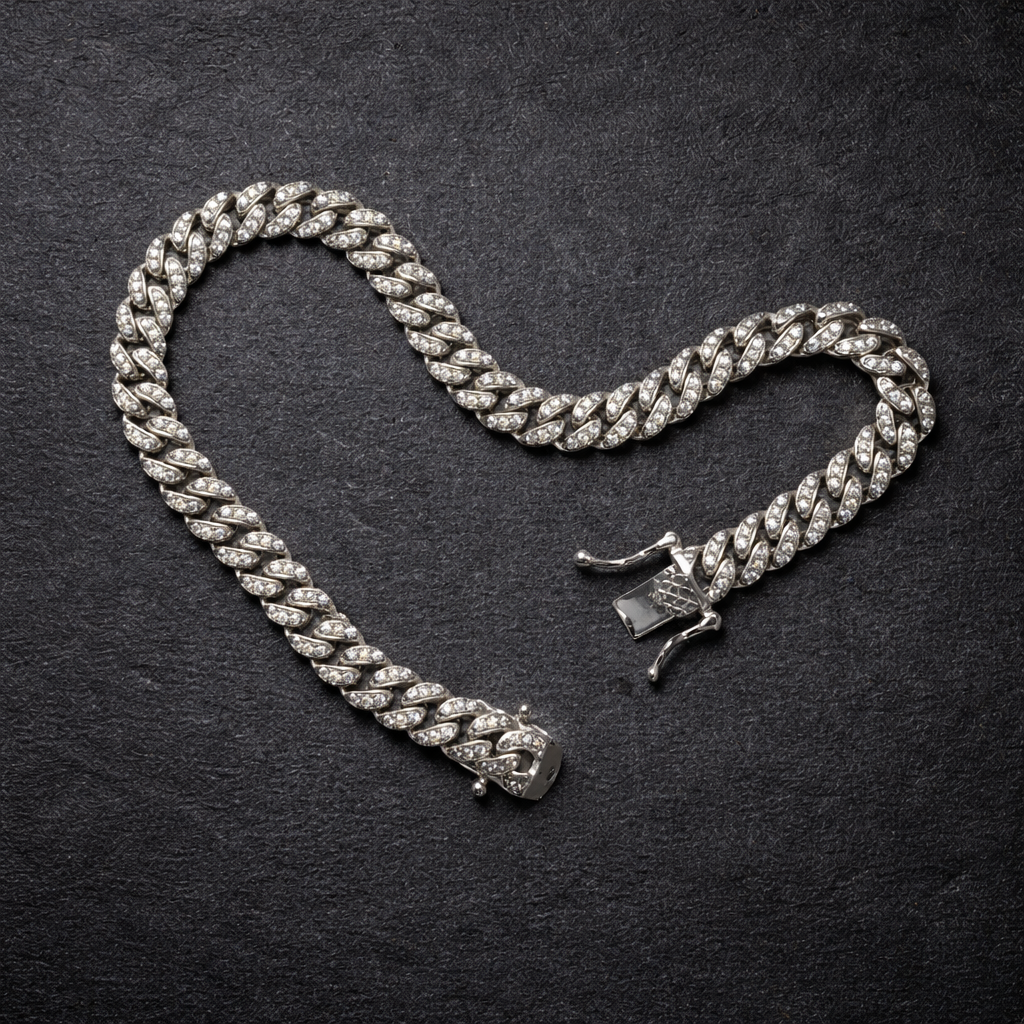 Men's Silver Iced Out Cuban Link Bracelet