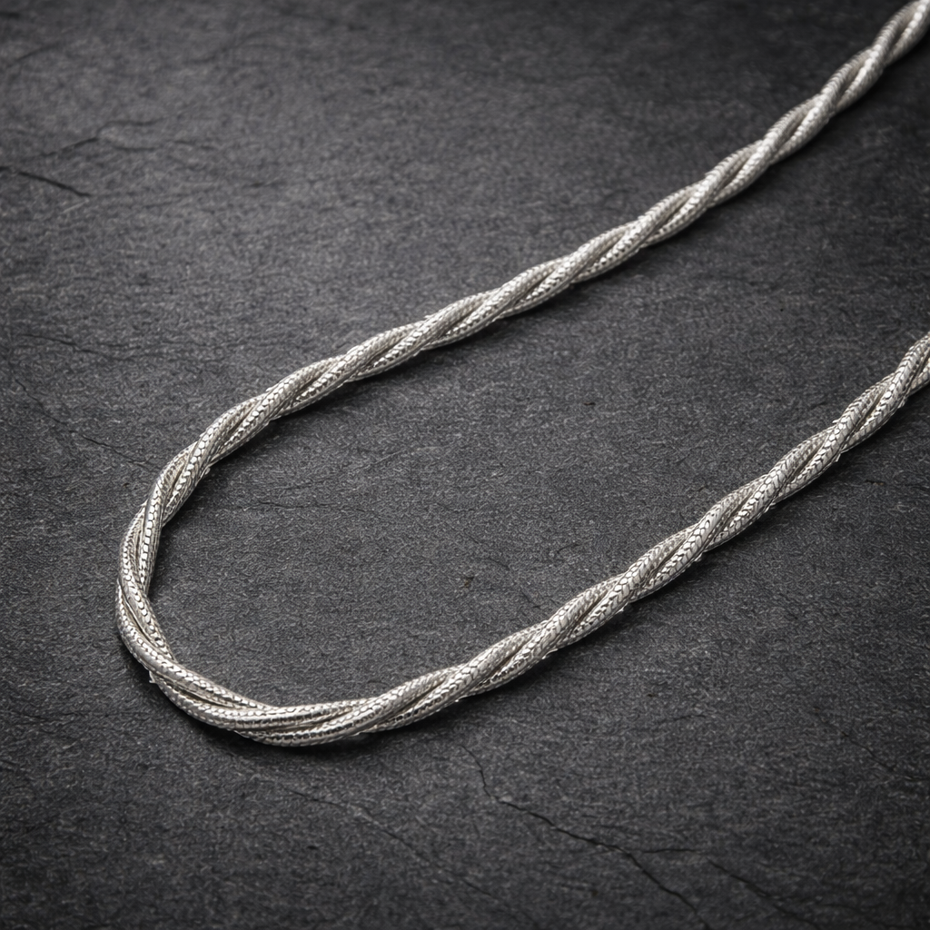 Men's Braided Silver Chain Necklace