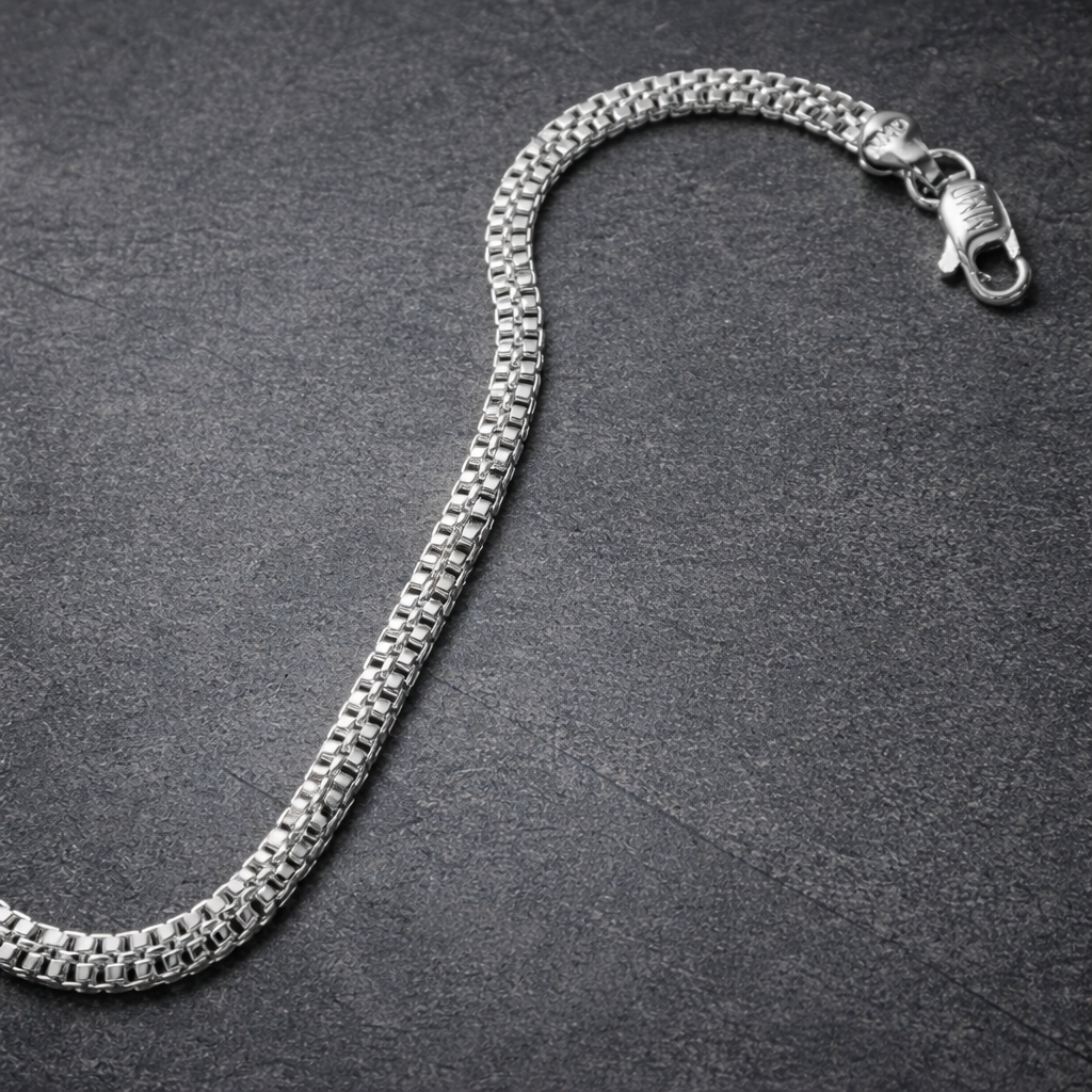 Men's Silver Double Box Link Bracelet