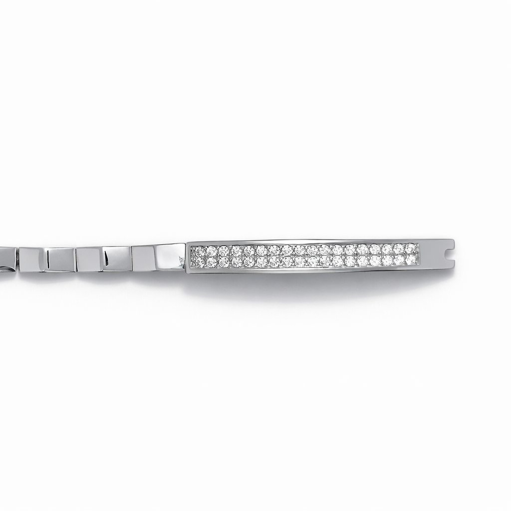 Pavé Bar Silver Link Bracelet
