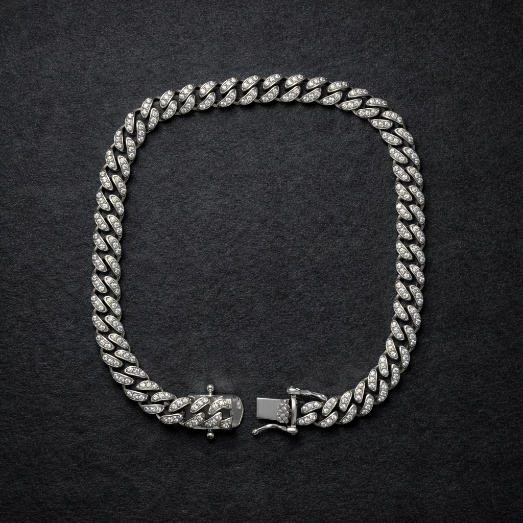 Men's Silver Iced Out Cuban Link Bracelet