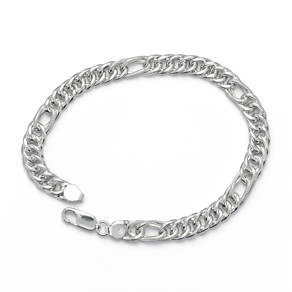 Men's Classic Figaro Link Silver Bracelet