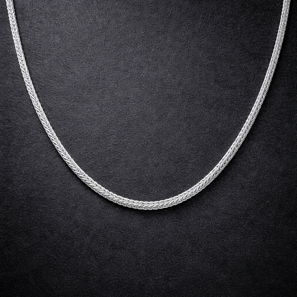 Polished Silver Wheat Chain Necklace