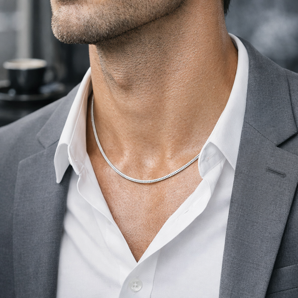 Men's Silver Snake Chain Necklace