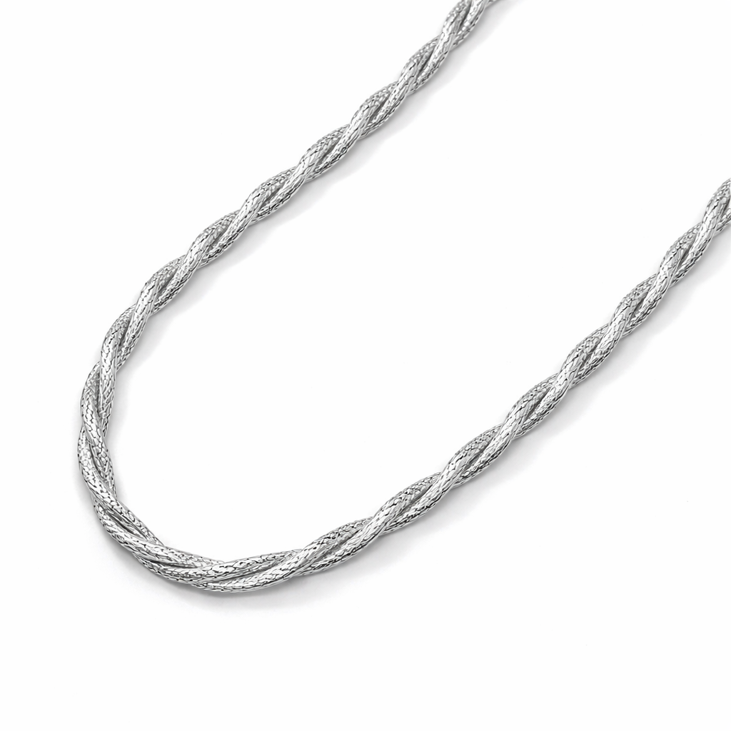 Men's Braided Silver Chain Necklace