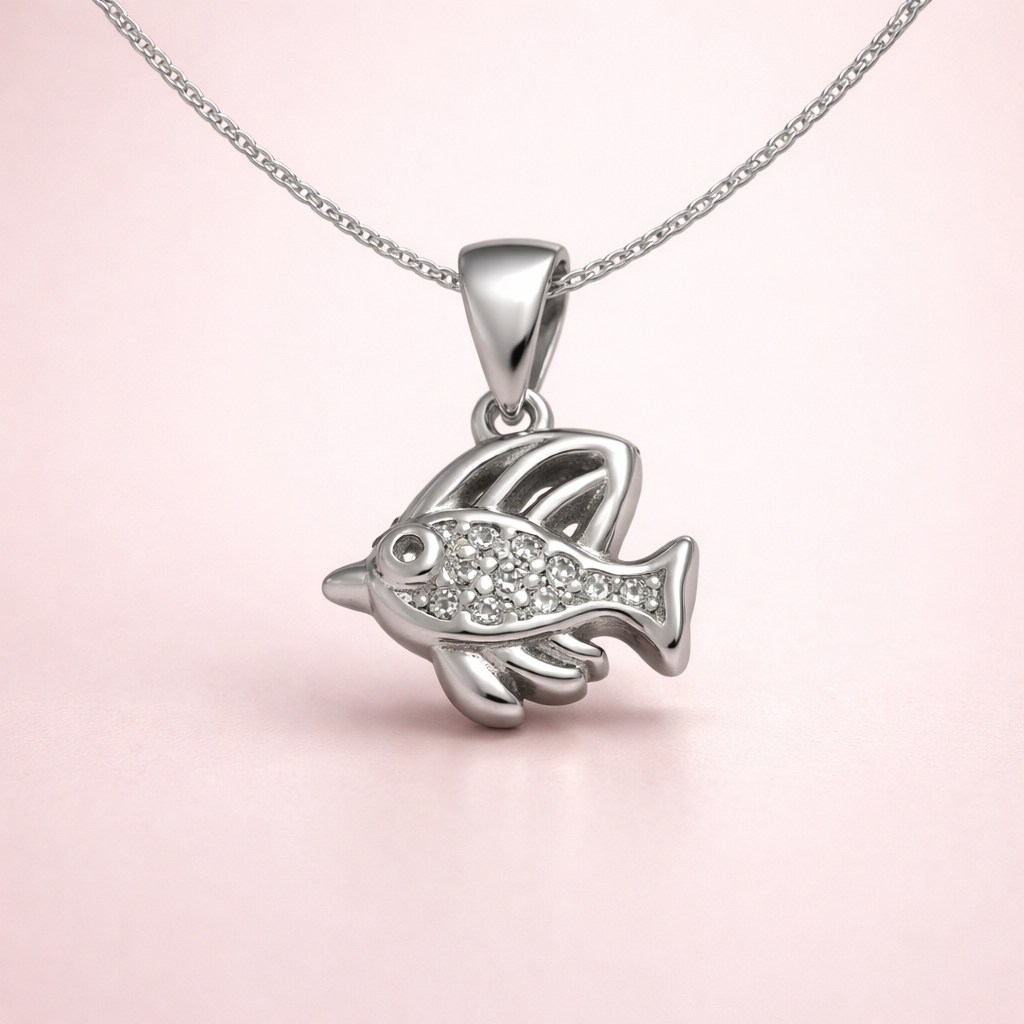 Sparkling Silver Fish pendant
