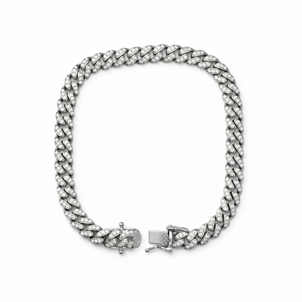 Men's Silver Iced Out Cuban Link Bracelet