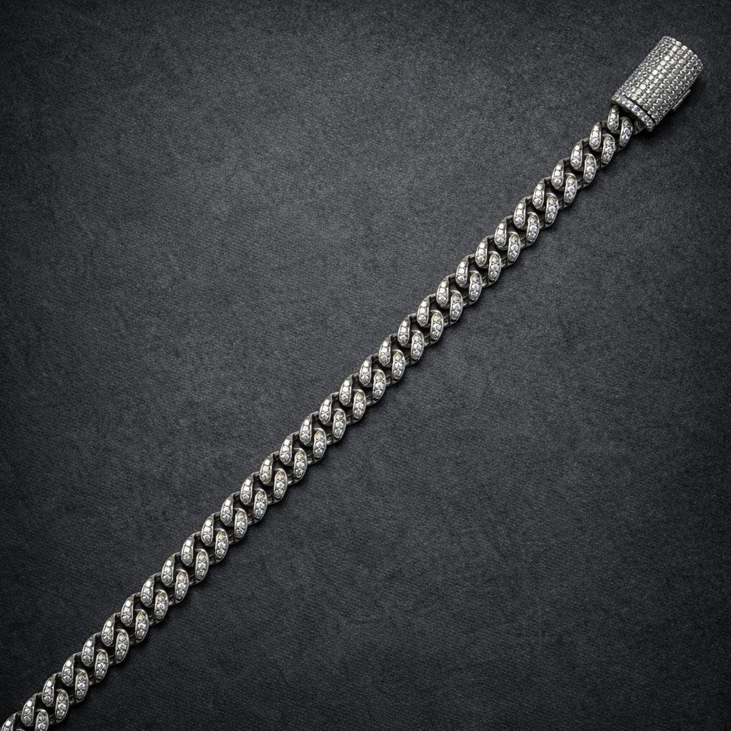 Men's Silver Iced Out Cuban Link Bracelet