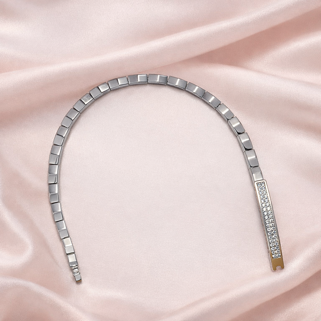 Pavé Bar Silver Link Bracelet