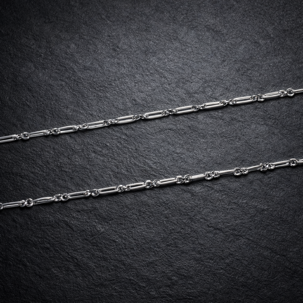 Silver Elongated Bar Link Chain