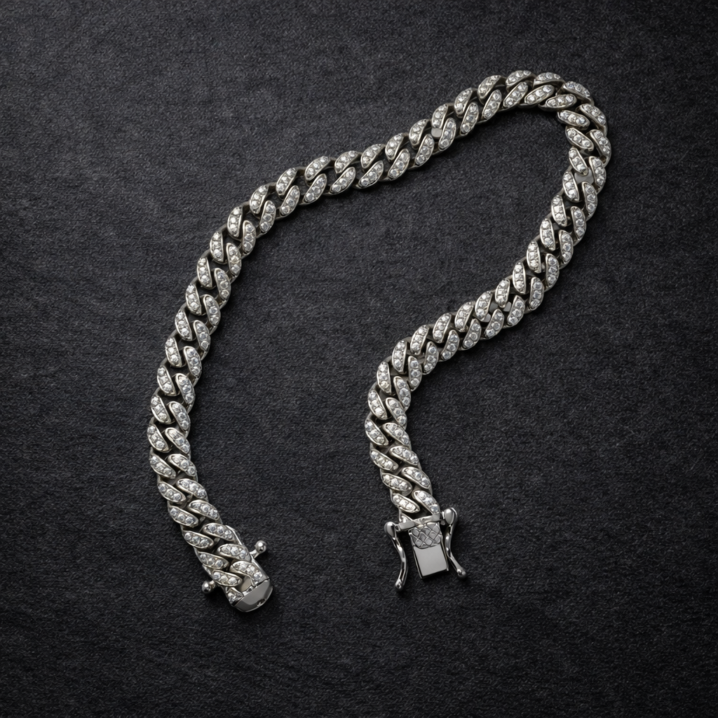 Men's Silver Iced Out Cuban Link Bracelet