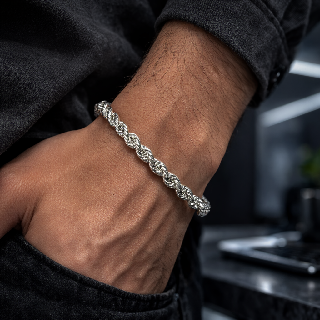 Silver Rope Chain Bracelet