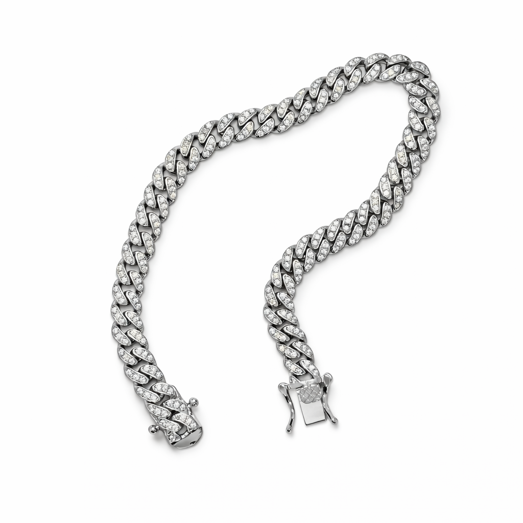 Men's Silver Iced Out Cuban Link Bracelet