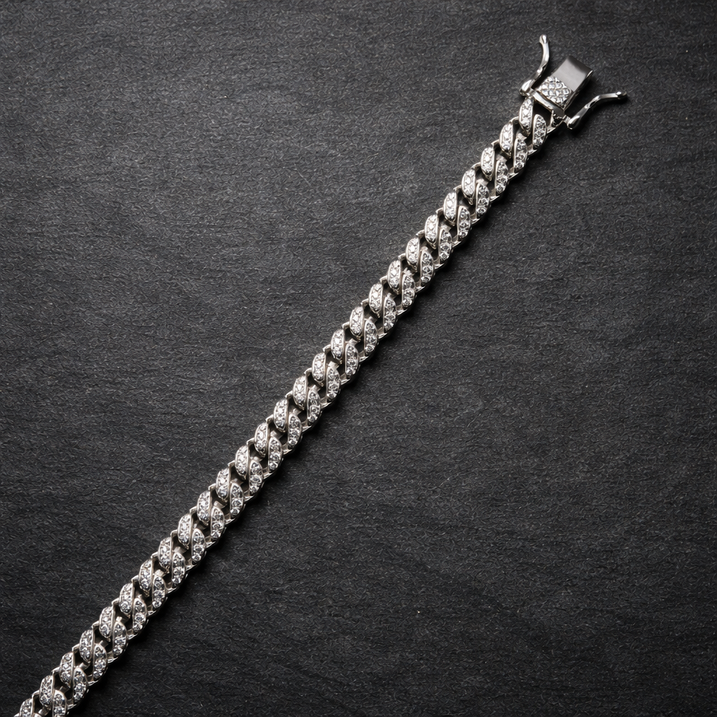 Men's Silver Iced Out Cuban Link Bracelet