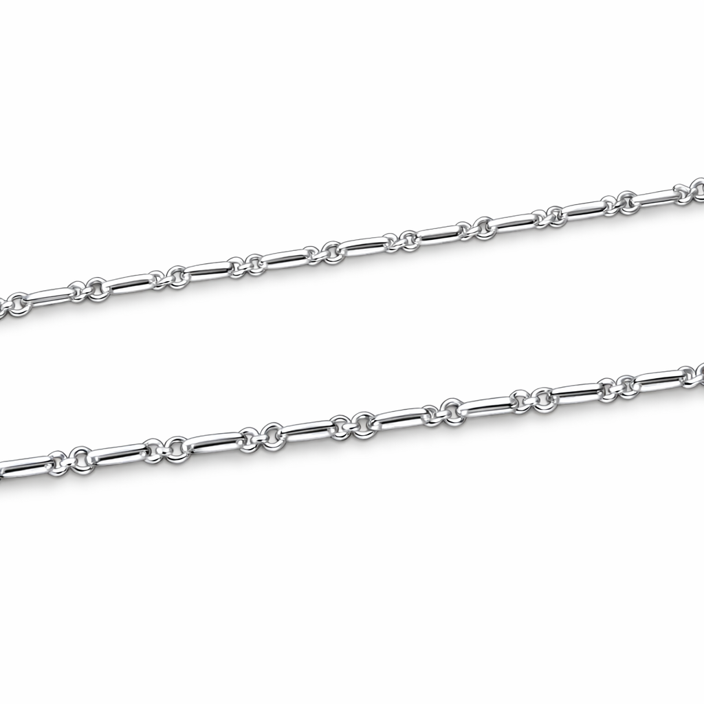 Silver Elongated Bar Link Chain