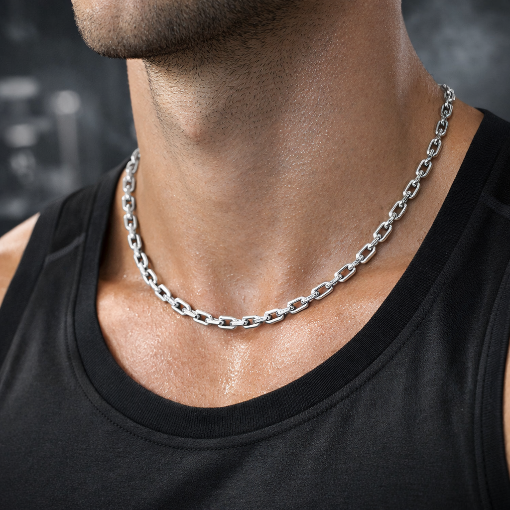 Essential Silver Rectangle Link Chain Necklace