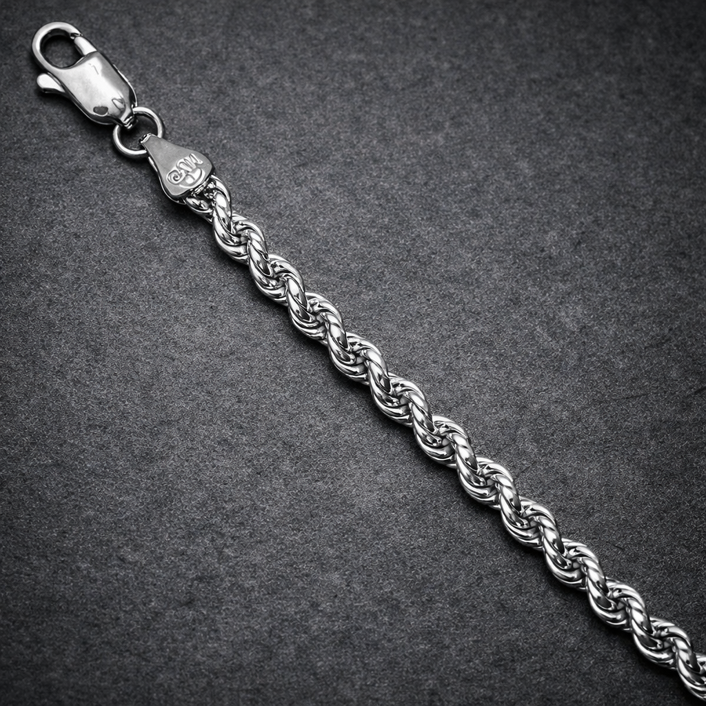 Silver Rope Chain Bracelet