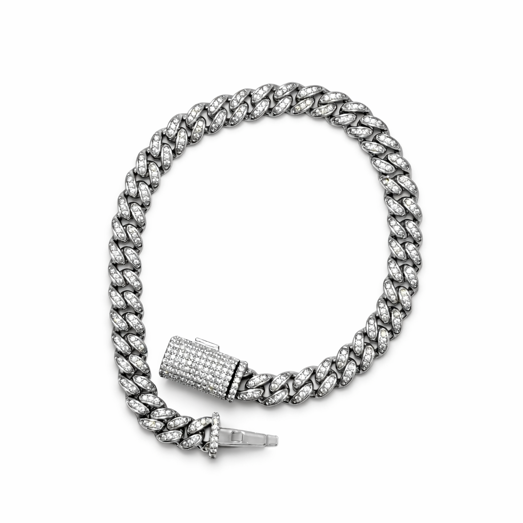 Men's Silver Iced Out Cuban Link Bracelet