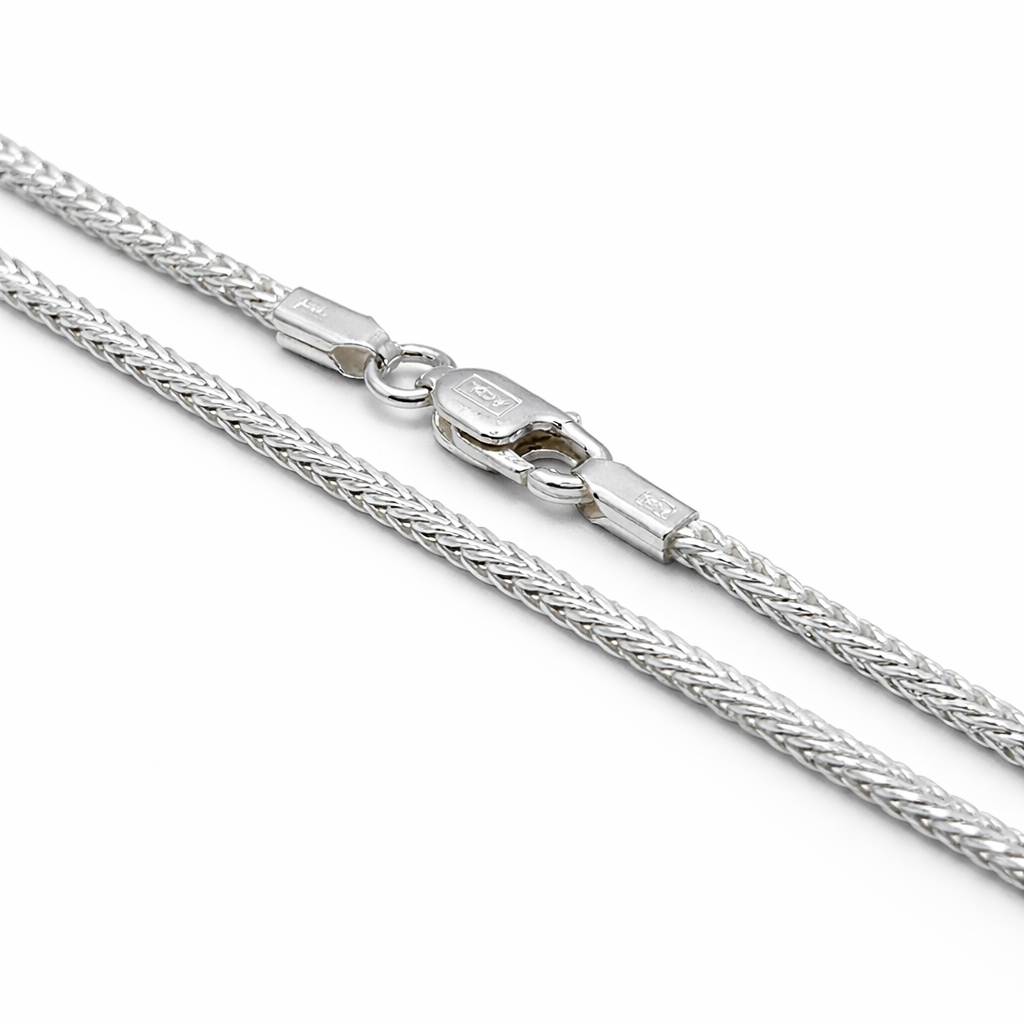 Polished Silver Wheat Chain Necklace