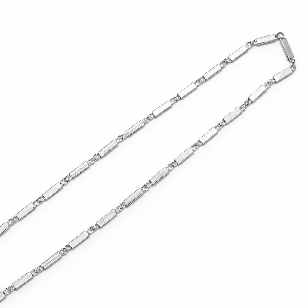 Silver Rectangular Bar Link Chain Necklace for Men