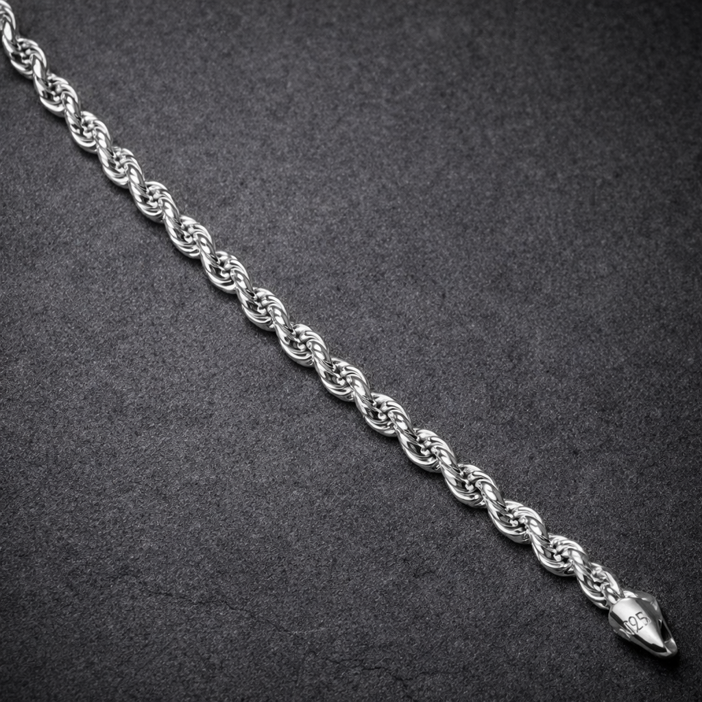 Silver Rope Chain Bracelet