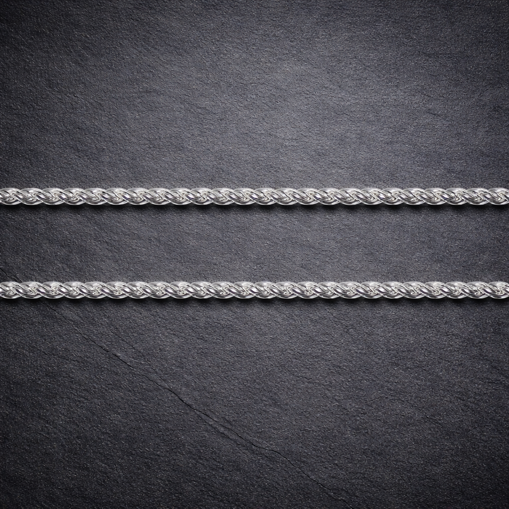 Men's Silver Braided Wheat Chain Necklace