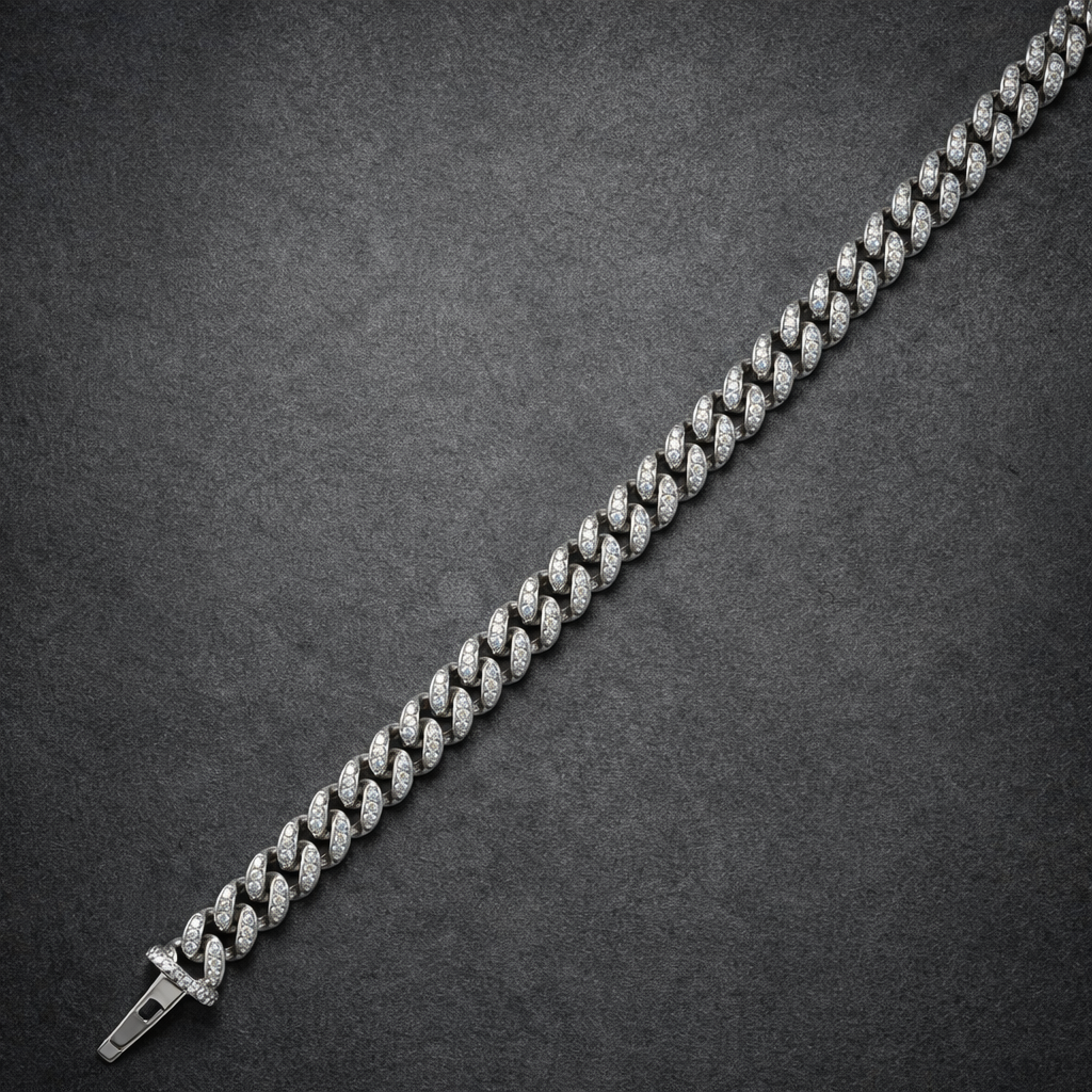 Men's Silver Iced Out Cuban Link Bracelet