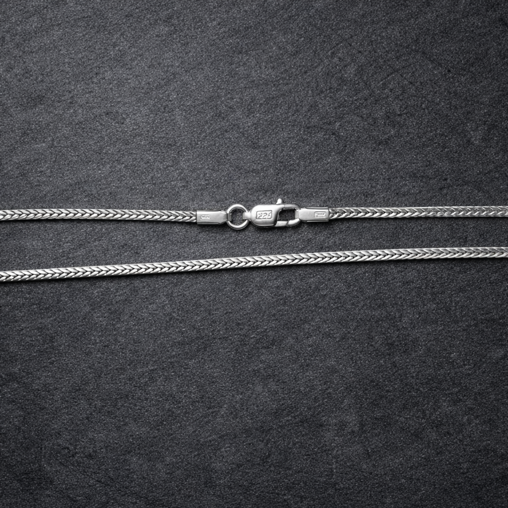 Polished Silver Wheat Chain Necklace