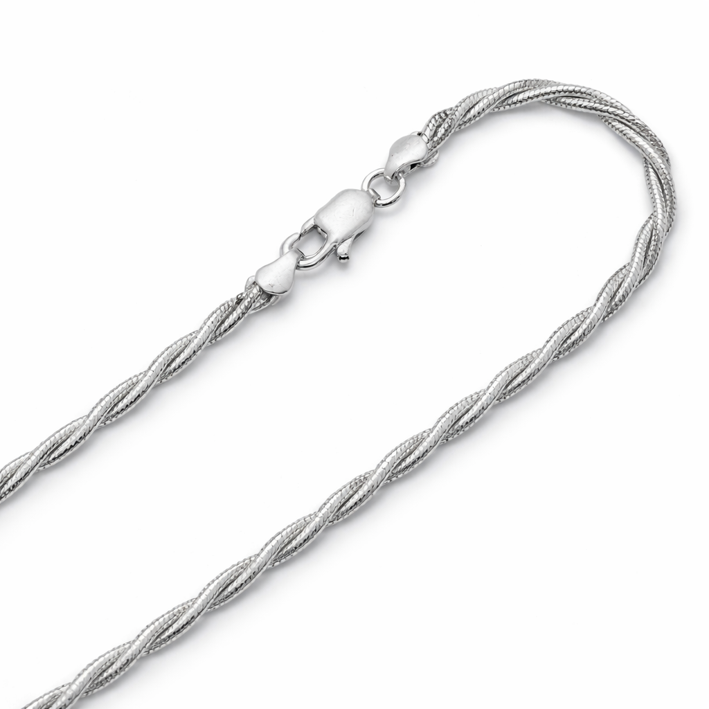Men's Braided Silver Chain Necklace