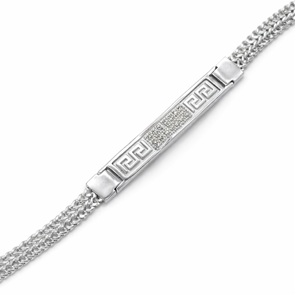 Silver Greek Key ID Bracelet for Men