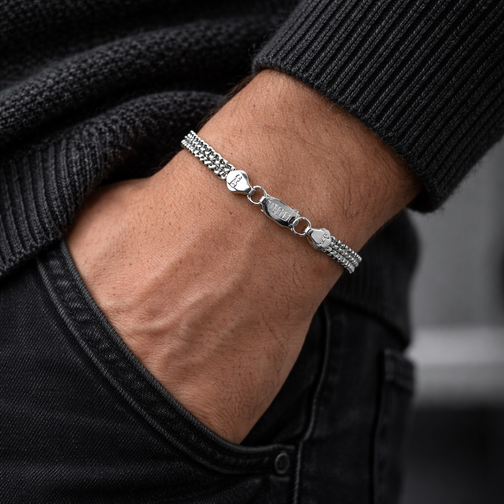 Men's Silver Woven Mesh Bracelet