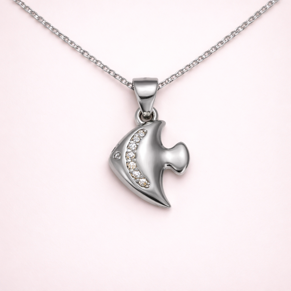 Sparkling Silver Fish pendant