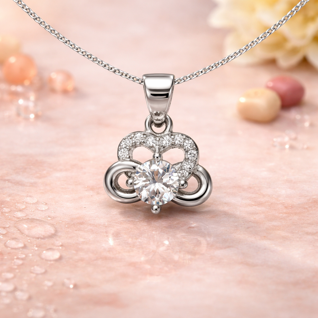 Silver Infinity Heart Crystal pendant