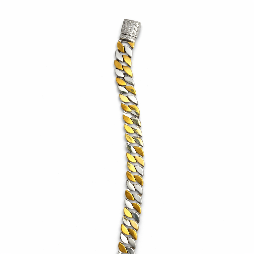 Men's Two-Tone Gold and Silver Cuban Link Bracelet