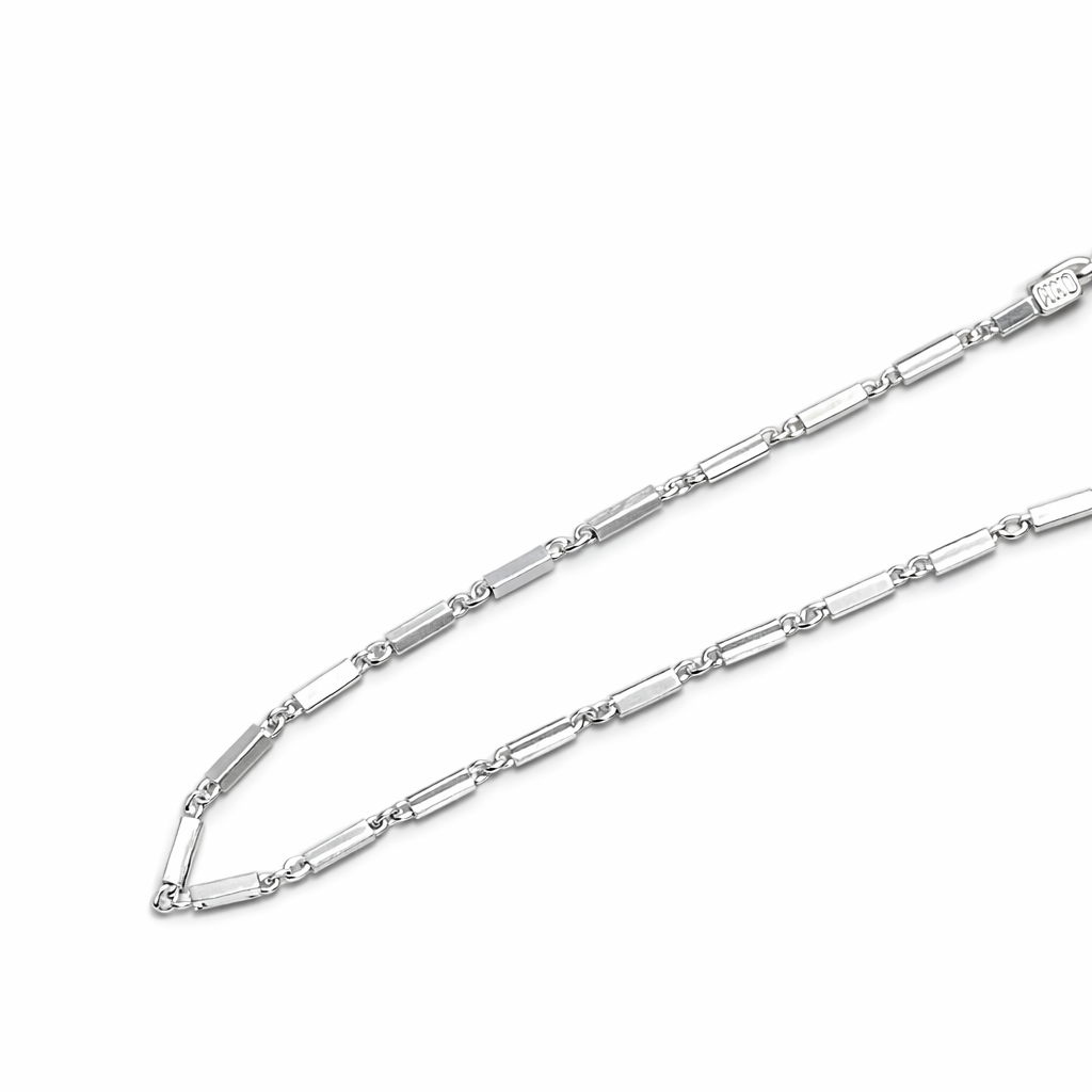 Silver Rectangular Bar Link Chain Necklace for Men