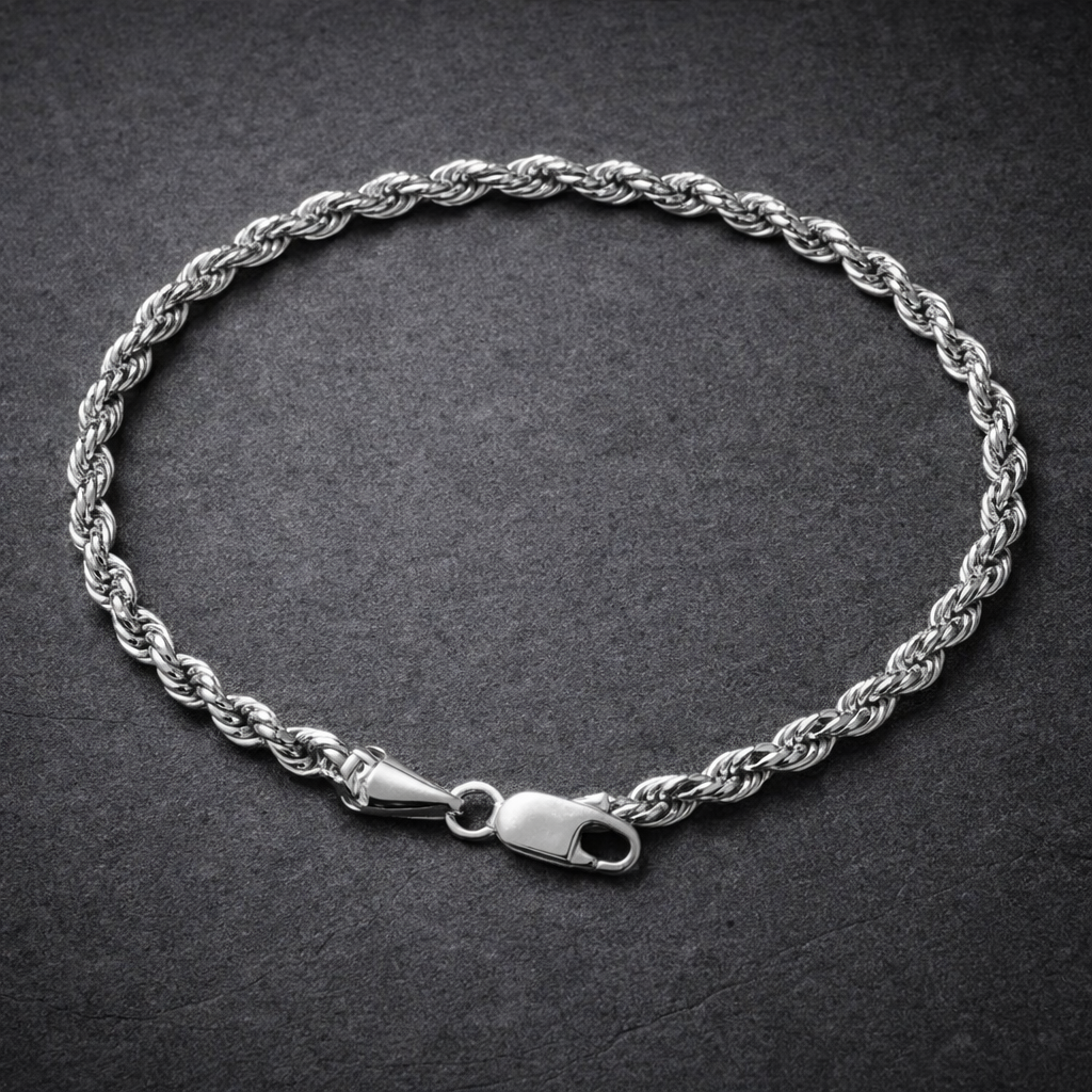 Silver Rope Chain Bracelet