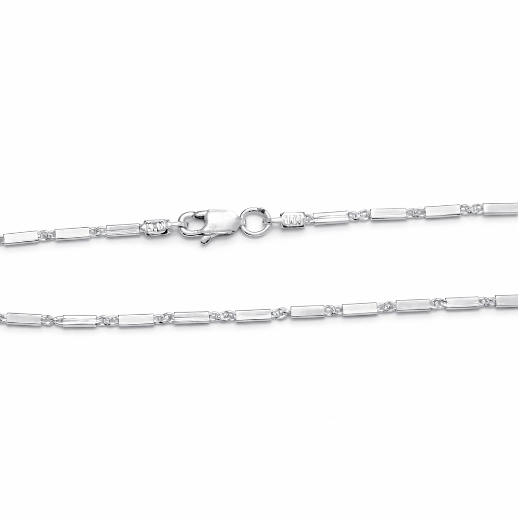 Silver Rectangular Bar Link Chain Necklace for Men