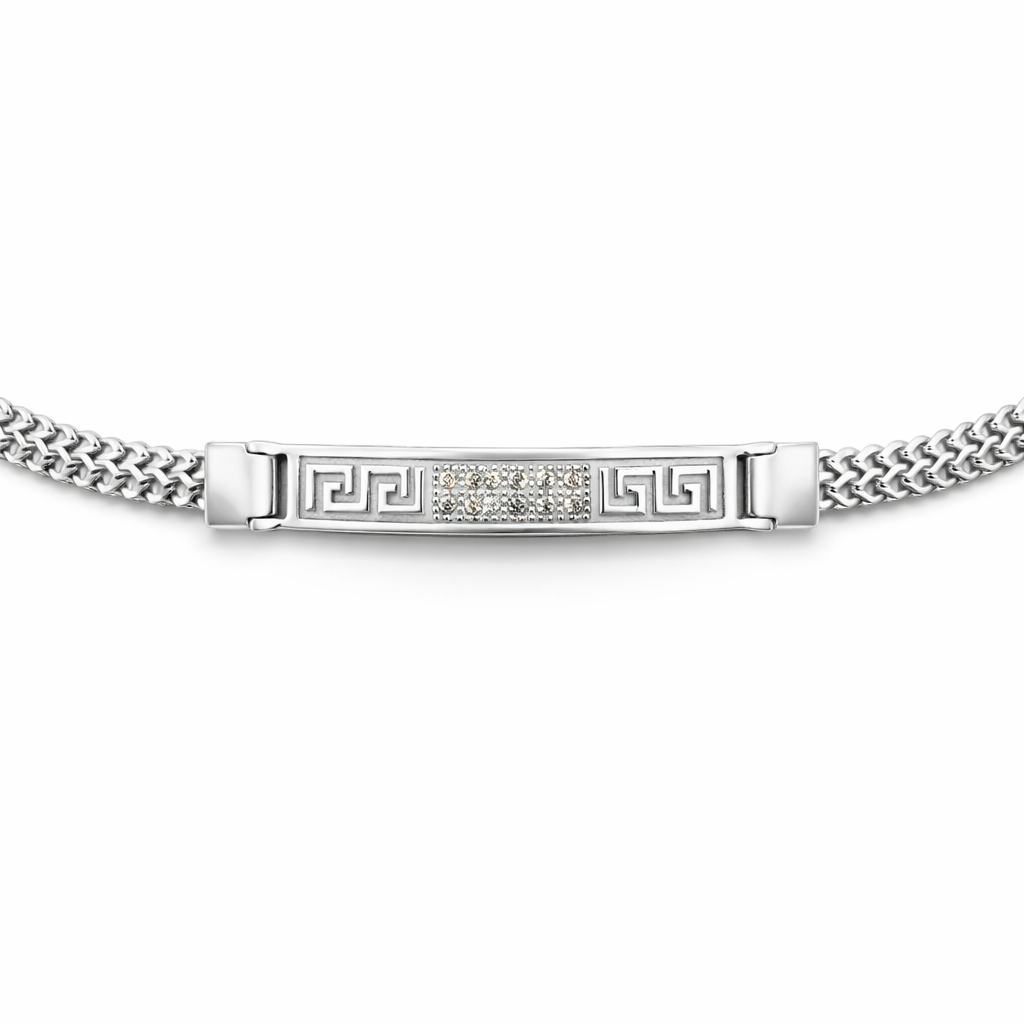 Silver Greek Key ID Bracelet for Men