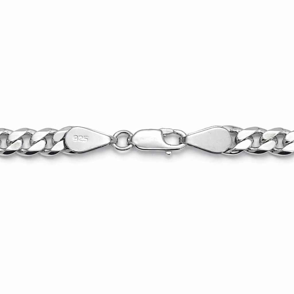 Men's Silver Curb Link Bracelet with Oval Turquoise