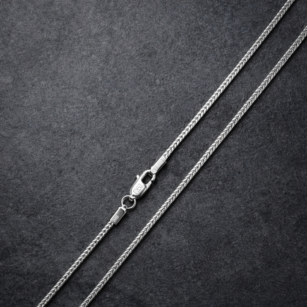 Polished Silver Wheat Chain Necklace