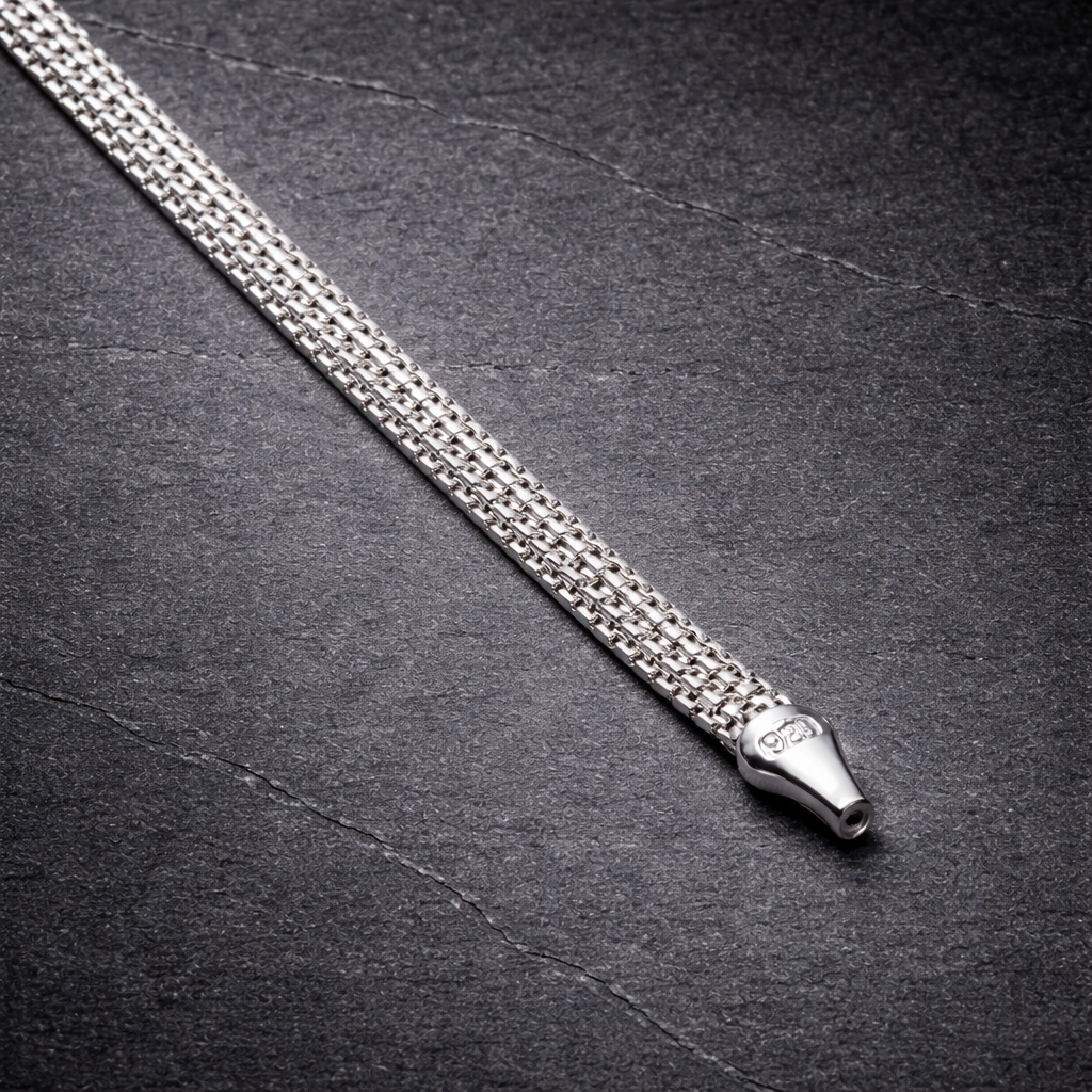 Men's Silver Woven Mesh Bracelet