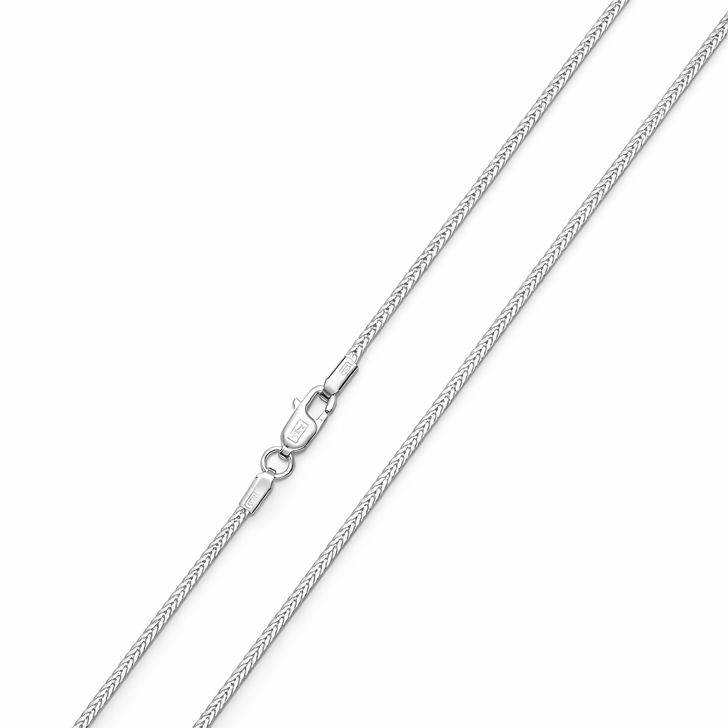 Polished Silver Wheat Chain Necklace