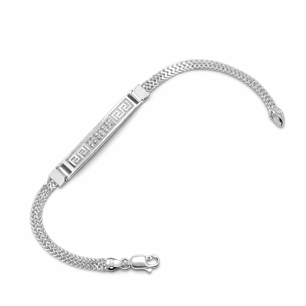 Silver Greek Key ID Bracelet for Men